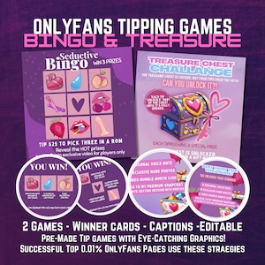 Onlyfans Tipping Games, Bingo & Tip Campaign, Tip Games Ready To Post | Canva Editable Templates | Earn More Tips