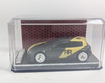 Hot Wheels Parking Lot Display Diorama Case with Real Asphalt Road Brick Wall 1/64 Matchbox Cars Greenlight Tabletop Shelf