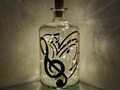 Treble clef bottle lamp, Unique gift for music lover.
