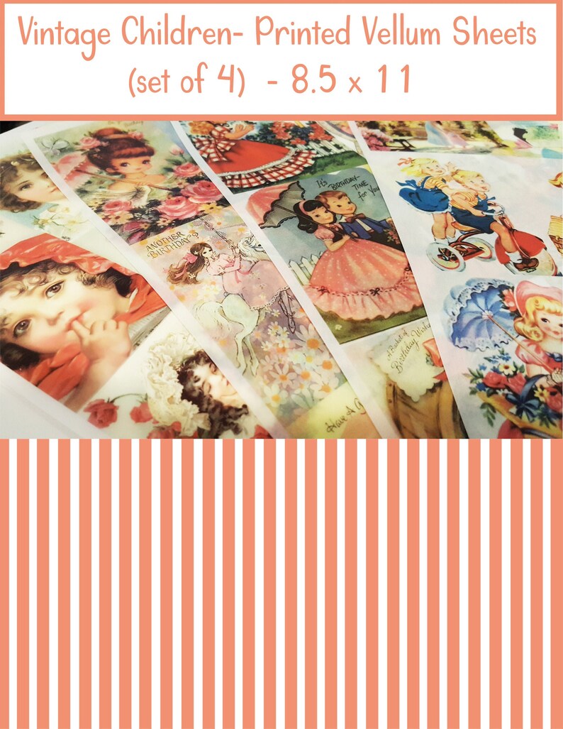 Printed Vellum Sheets/Vellum paper/Patterned vellum/Vintage Etsy