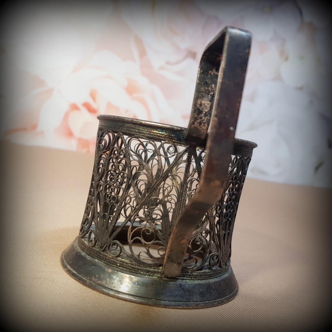 Retro cup holder filigree USSR glass holder rarity vintage Etsy