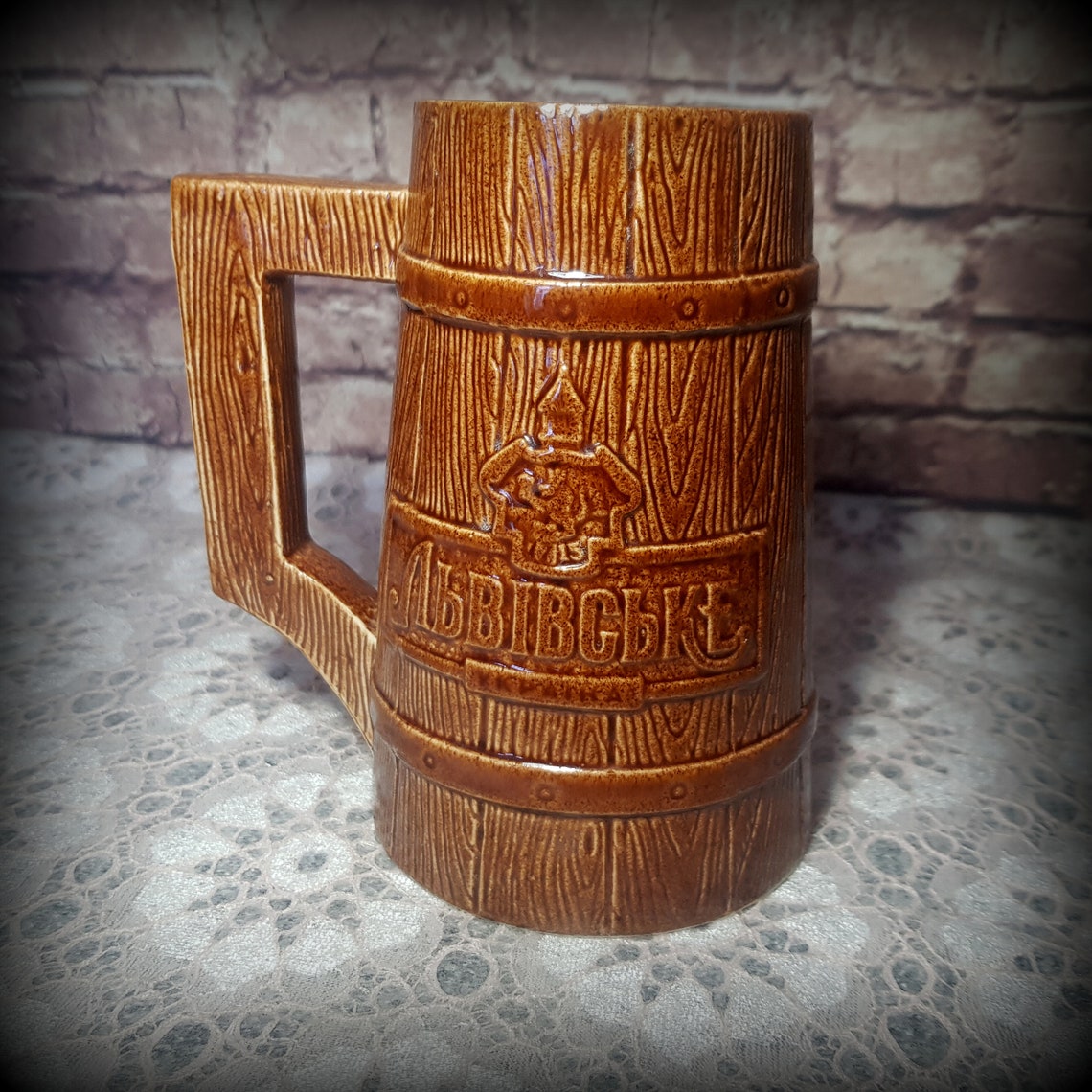 Ceramic Beer Mug Lvovskoe vintage beer mug USSR Etsy
