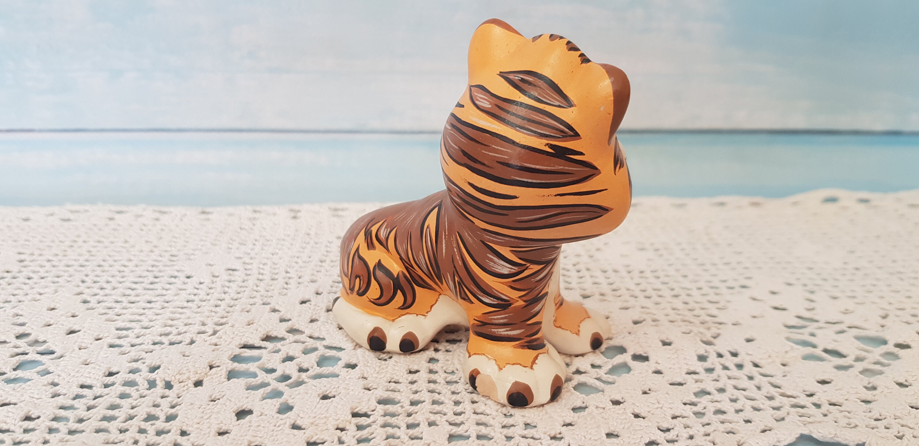 Vintage tiger cub figurine tiger cub ceramic statuette Etsy