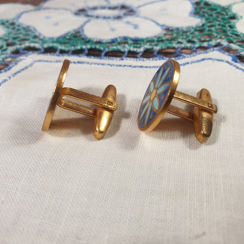 Jewelry of the USSR Old cufflinks Jewelry made USSR. Vintage rarity enamel Soviet blueOld cufflinks