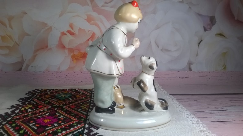 factory Polonne Porcelain Girl with a dog Girl with a puppy collection porcelain. USSR porcelain Statuette,Porcelain figurine