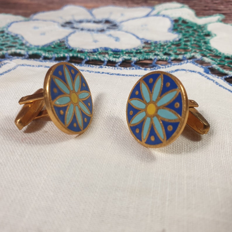 Jewelry of the USSR Old cufflinks Jewelry made USSR. Vintage rarity enamel Soviet blueOld cufflinks