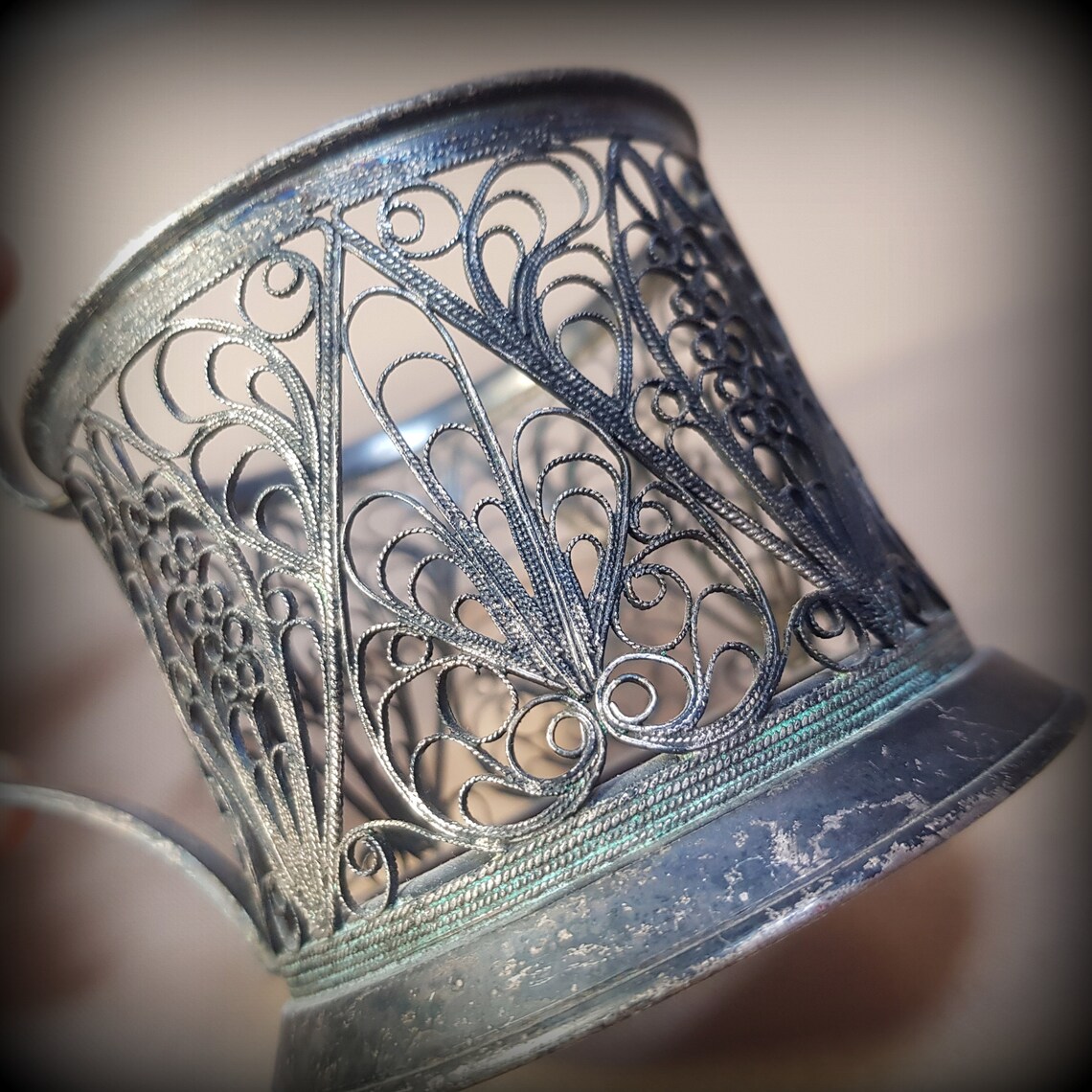 Retro cup holder filigree USSR glass holder rarity vintage Etsy