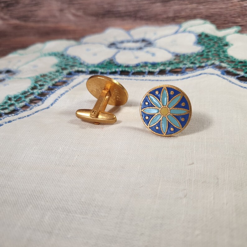 Jewelry of the USSR Old cufflinks Jewelry made USSR. Vintage rarity enamel Soviet blueOld cufflinks