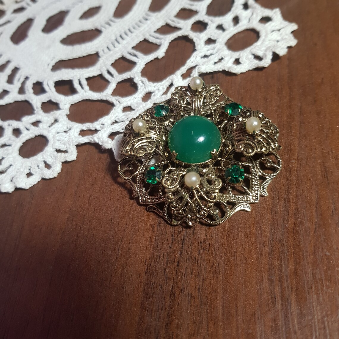 Vintage Broch Czech Republicold brooch brooch with green Etsy