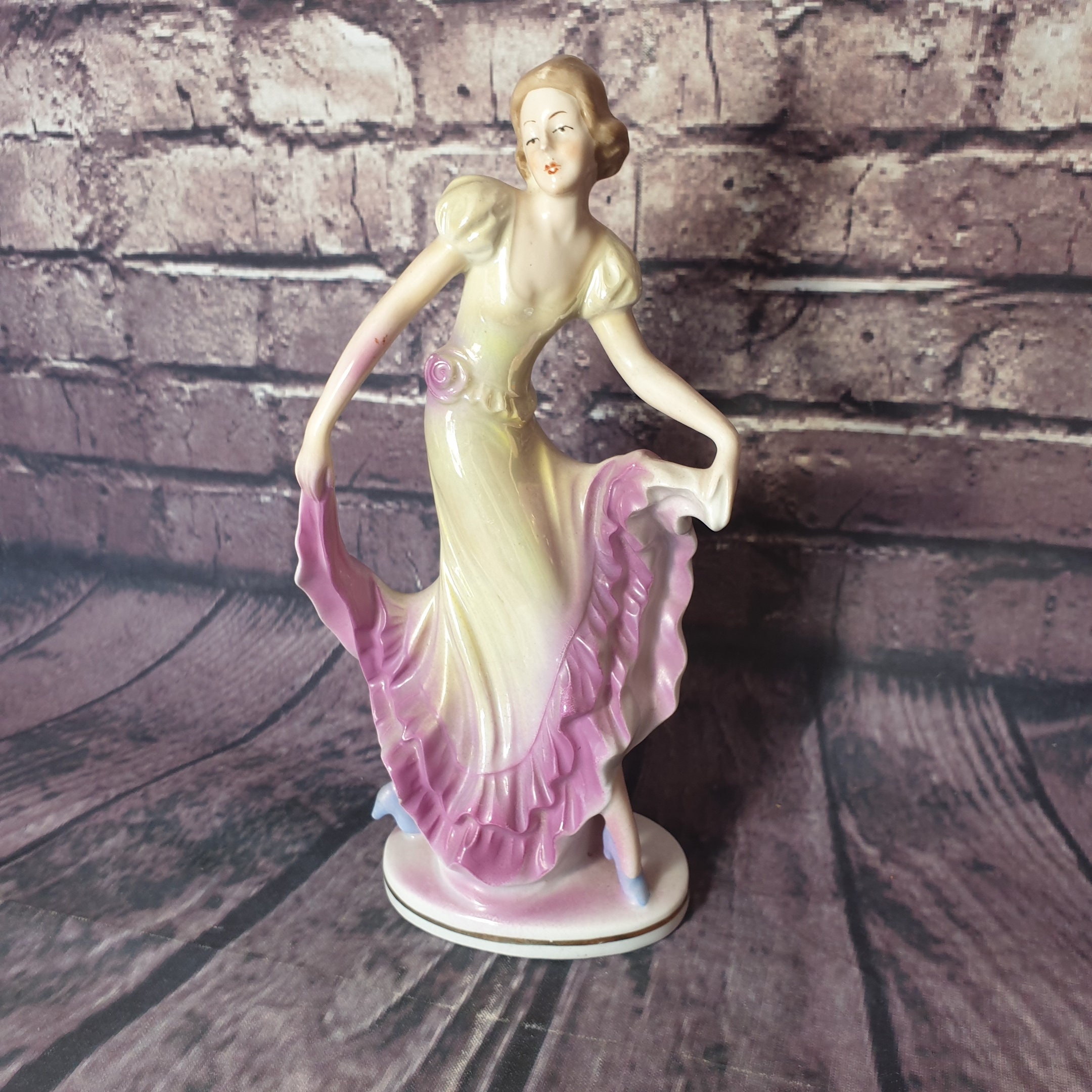 Porcelain girl Porcelain figurine statuette Girl in a dress Etsy