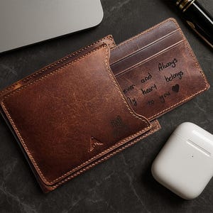 Regalos personalizados para él - Cartera y tarjetero 2 en 1 de piel flor - ENVÍO GRATIS