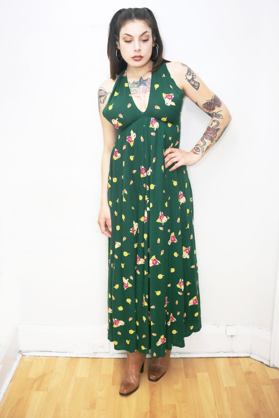 1980s Vintage - Floor Length Floral Day Dress