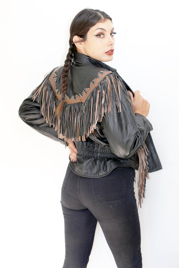 Vintage Fringed Pleather Motorcycle Jacket