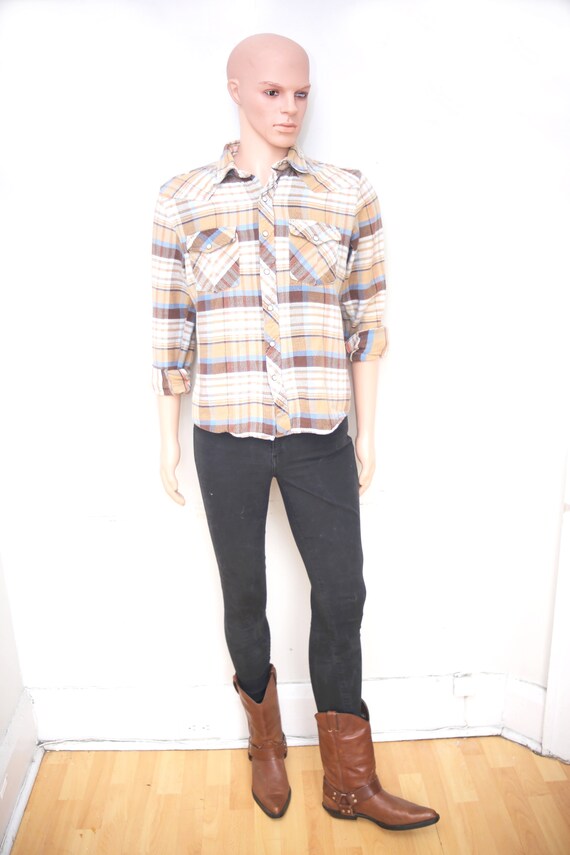 1990s Vintage - Men's Plaid Western Shirt