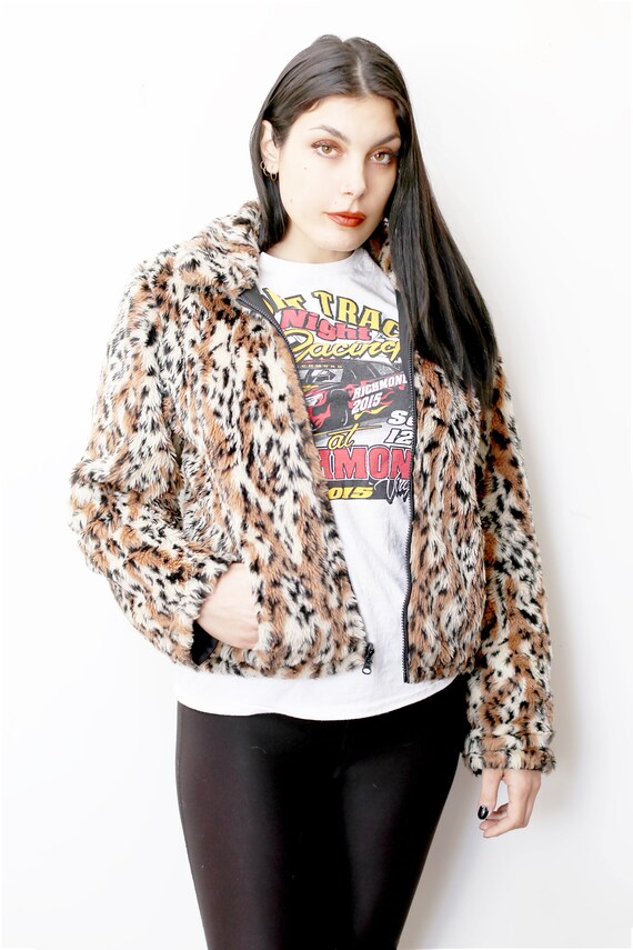 Vintage Faux Fur Leopard 90s Bomber