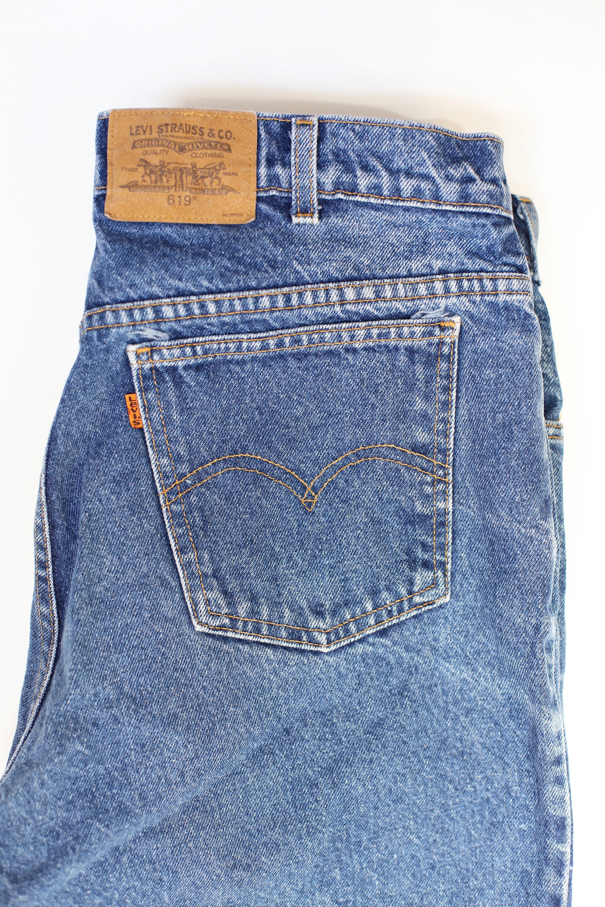 Vintage Orange Tab Levi's 619 Blue Jeans - Etsy