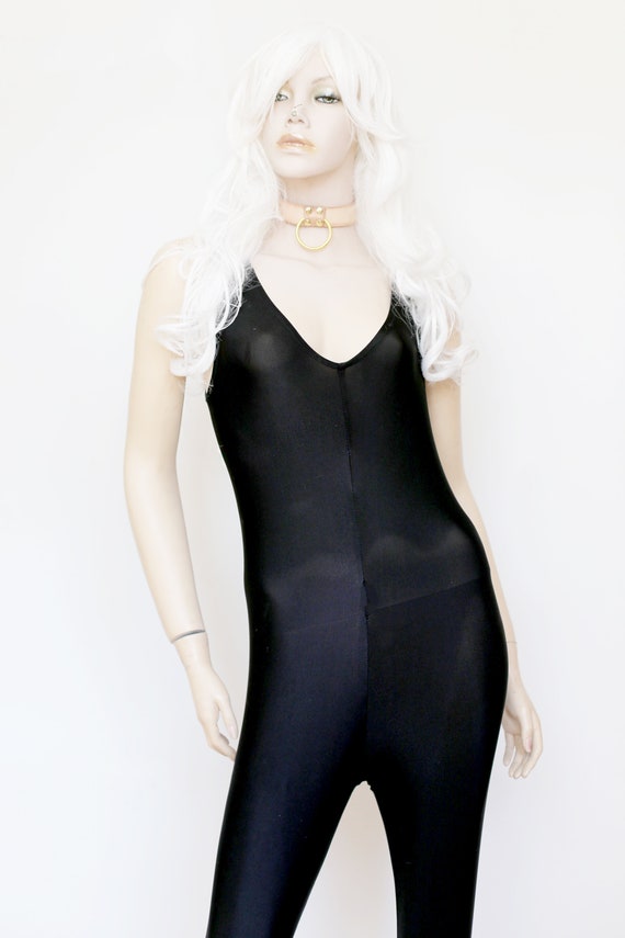 1990s Vintage - Black V-Neck Catsuit