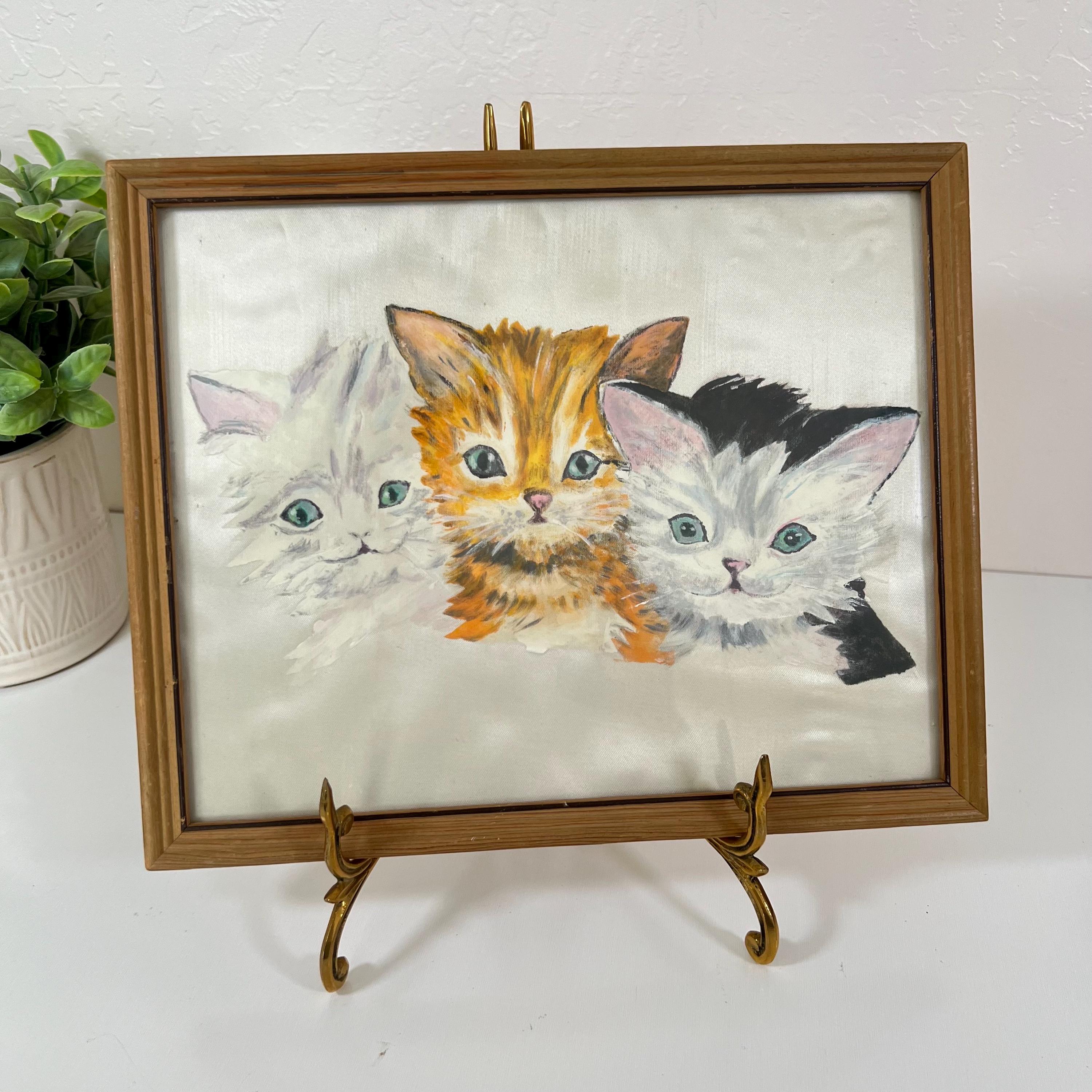 ヨーロッパ式刺繍絵タペストリー: Three Kittens Three Kittens Vintage - Etsy