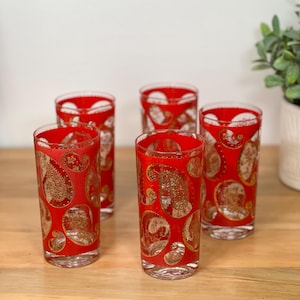 Red Gold Glassware - Etsy