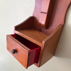 Vintage Wood Mail Organizer with Drawer, kitchen drawer, mid century