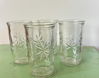 Set of 4 Ball 50th Anniversary Jelly Jar Glasses, Starburst Juice Glasses, Vintage Drinking Glasses