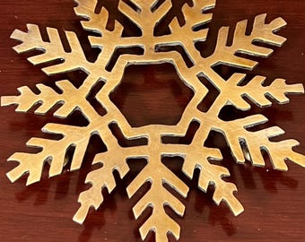 Vintage Brass Snowflake Trivet, Christmas Decor