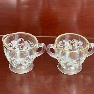 Vintage Bartlett Collins Sugar and Creamer Set, Golden Grapes Pattern
