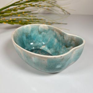 Ro Shep California Pottery Bowl Vintage Mid Century Blue Turquoise Glaze Art Pottery
