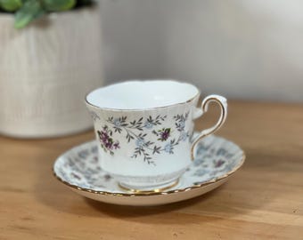Vintage Royal Stafford Bone China Teacup & Saucer – “Enchanting” Pattern – Made in England