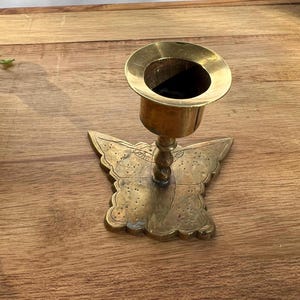 Vintage Brass Butterfly Candleholder, Brass Moth Candleholder, Boho brass decor