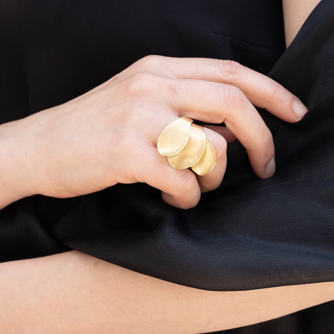 Enthusiastic Solid Gold Statement Ring. Etsy