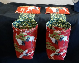 Asian Inspired Cranes THREAD CATCHER Scrap Catcher Sewing Bag with Pincushion