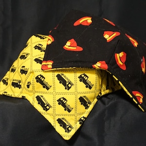 FIRE TRUCK Fireman Hat Microwave Bowl Cozy Reversible Warm Bowl Holder