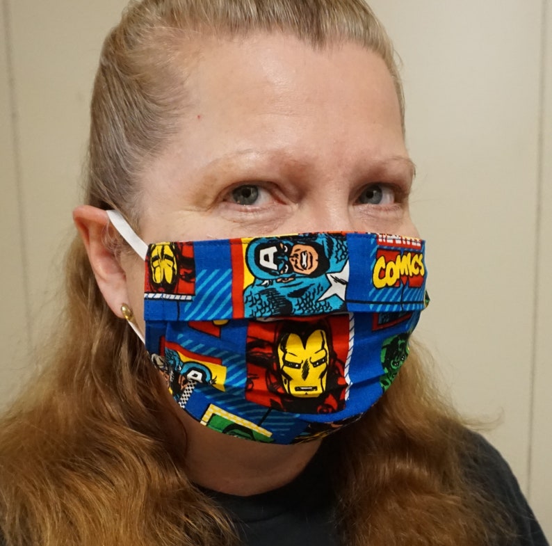 FACE MASK Marvel Comics Avengers/Solid Blue 100 Cotton Etsy