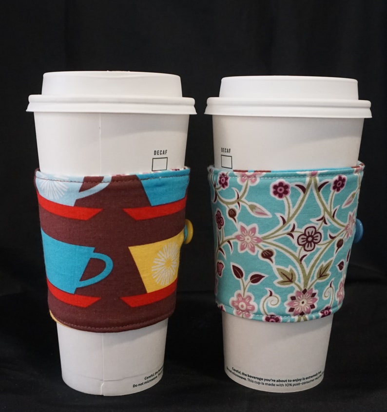 RETRO COFFEE CUPS Tall SizeReusable Cup SleeveReversible Etsy