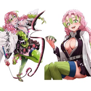 Pink Mitsuri Anime Waifu, Kiss-Cut Vinyl Car Decals v7