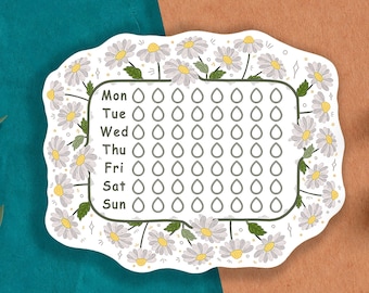 Wasseraufnahme Sticker, Planer Sticker, Bullet Journal Sticker, Hydration Tracker, Wasser Tracker, illustrierte Sticker, Gänseblümchen Sticker