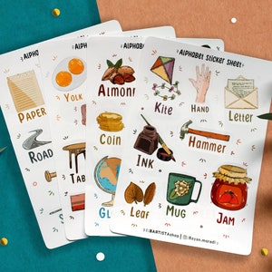 Pegatinas de alfabeto, pegatinas de planificador, pegatinas de diario, pegatinas de enseñanza, pegatinas de Bujo, pegatinas educativas, pegatinas escolares 10