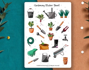 Gardening stickers, Gardening sticker sheet, planner stickers, journal stickers, gardeners gift, spring stickers, summer, outdoor, nature
