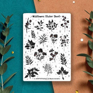 Wildblumen Sticker Blatt, Planner Sticker, Scrapbook Sticker, Journal Sticker, Blumen Sticker, Floral Sticker, Natur Frühling Sommer