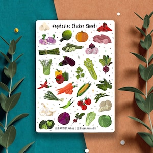 30 adesivi vegetali, foglio adesivo pianificatore, adesivi diario, adesivi vegetariani, adesivi frutta, adesivi cibo, adesivo ricetta, veg