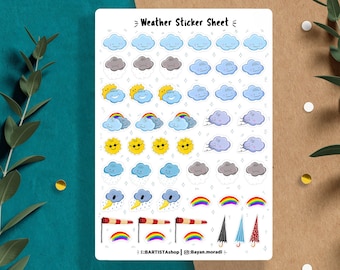 Väderklistermärken, Planner stickers, journalklistermärken, Väderplanner stickers, Väderikonklistermärken, Ikonklistermärken, Kawaii, prognos