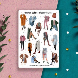 Winter outfits stickers, Planner stickers, dagboek stickers, bujo stickers, gezellige outfits stickers, Mode stickers, Herfst, Winter, Gezellig