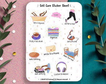 Self care sticker sheet, Planner stickers, Habit tracker stickers, journal sticker, positive stickers, planning sticker sheet, Mental health