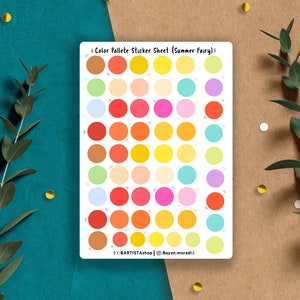 Cirkelvormige kleurstickers, 55 kleurpalletstickers, plannerstickers, dagboekstickers, functionele stickers, plannerdecoratie