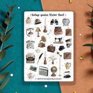 30 pegatinas de golosinas vintage, pegatinas de planificador, pegatinas de diario, pegatinas de álbum de recortes, amor vintage, pegatinas retro vintage, vida hogareña acogedora