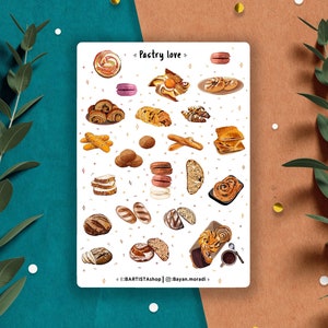 24 Gebäck Liebe Aufkleber, Planer Aufkleber, Back Journal Aufkleber, Gebäck Aufkleber, Brot Aufkleber, Backen Aufkleber, Patisserie Aufkleber