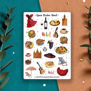 Adesivi Spagna Europa, Adesivi da viaggio, Adesivi per planner, Adesivi per bullet journal, Adesivi per scrapbooking, Adesivi per monumenti, Spagna
