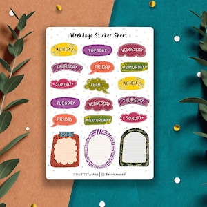 Wochentage Stickerbogen, Planer Überschriften, Planer Sticker, Journal Sticker, Wochentage Sticker, Wochenplaner Sticker, Habit tracker