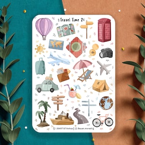 Reistijdstickers, plannersticker, reisdagboekstickers, scrapbooking, reisstickers, vakantie, avonturenstickers, vakantie